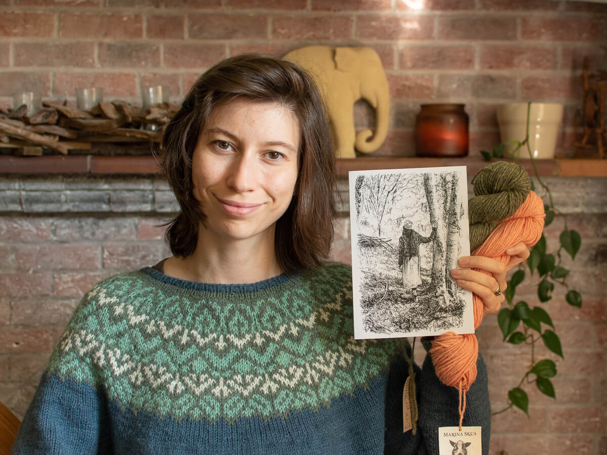 Episode 53 of the Marina Skua Podcast – Knitting in the woods, pen and ink illustrations, and foggy mornings