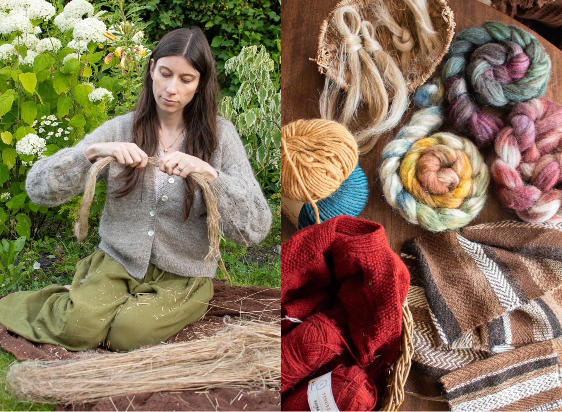 Summer crafting! Flax prep in the garden, weaving, knitting (Marina Skua Podcast Ep 71)