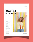 Cover of the spring 2025, issue 13 of Making Stories magazine on a red background