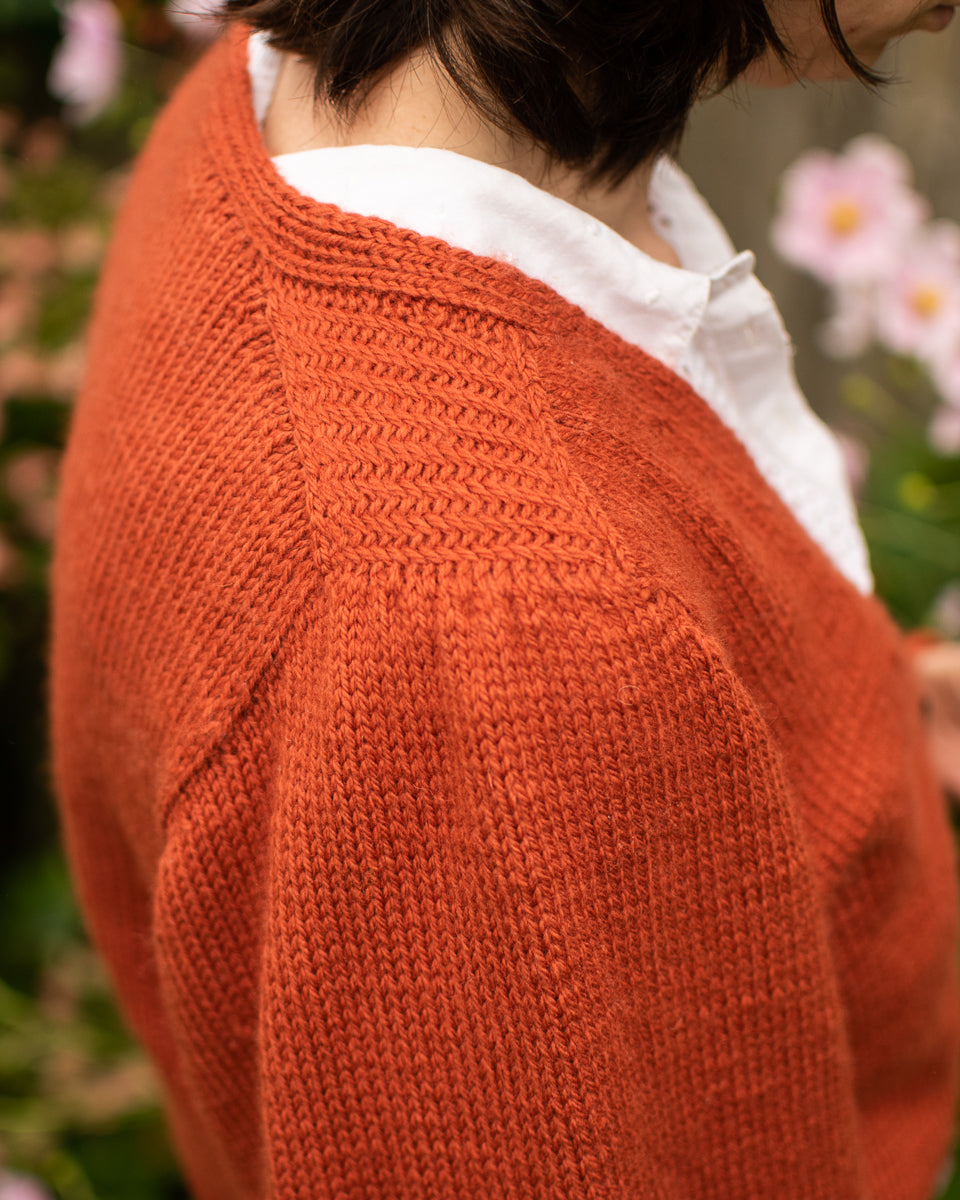 Amber Apple puffed sleeve, v-neck cardigan knitting pattern