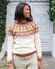 Fanlight art deco colourwork jumper knitting pattern