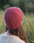 Plicatum cable knit hat knitting pattern