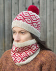 Snowpane geometric colourwork hat and cowl knitting pattern