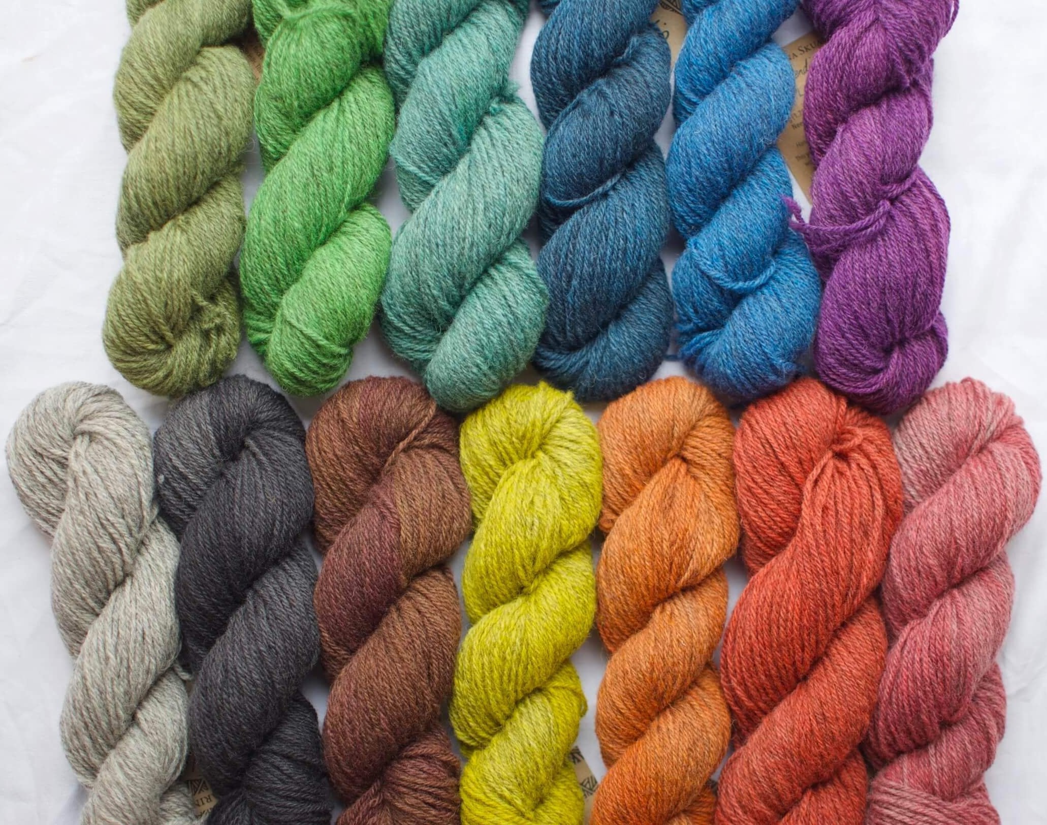 Marina Skua hand-dyed wool yarn in a rainbow of colours