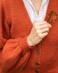 Amber Apple puffed sleeve, v-neck cardigan knitting pattern