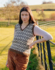 Tree Hay stranded colourwork V-neck tank knitting pattern