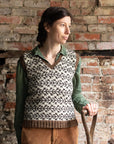 Tree Hay stranded colourwork V-neck tank knitting pattern