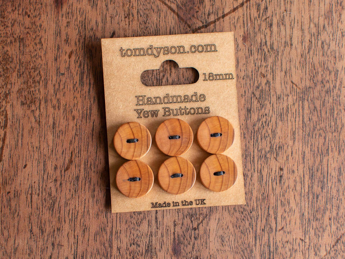 Handmade English yew wooden buttons