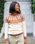 Fanlight art deco colourwork jumper knitting pattern