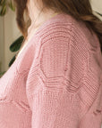 Hexangle v neck, cable jumper knitting pattern