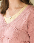 Hexangle v neck, cable jumper knitting pattern