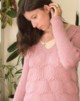 Hexangle v neck, cable jumper knitting pattern