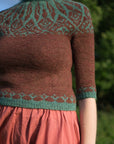 Detail of the Opula stranded colourwork hem and cuffs