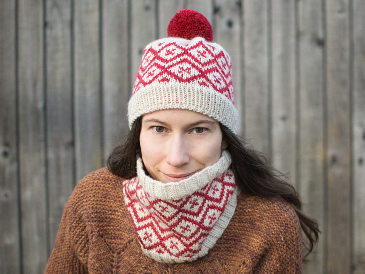 Snowpane Hat and Cowl knitting pattern