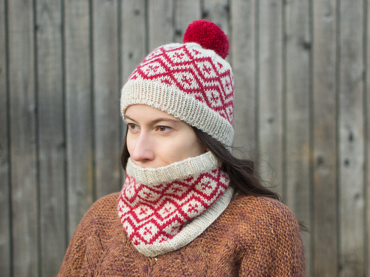 Snowpane Hat and Cowl knitting pattern